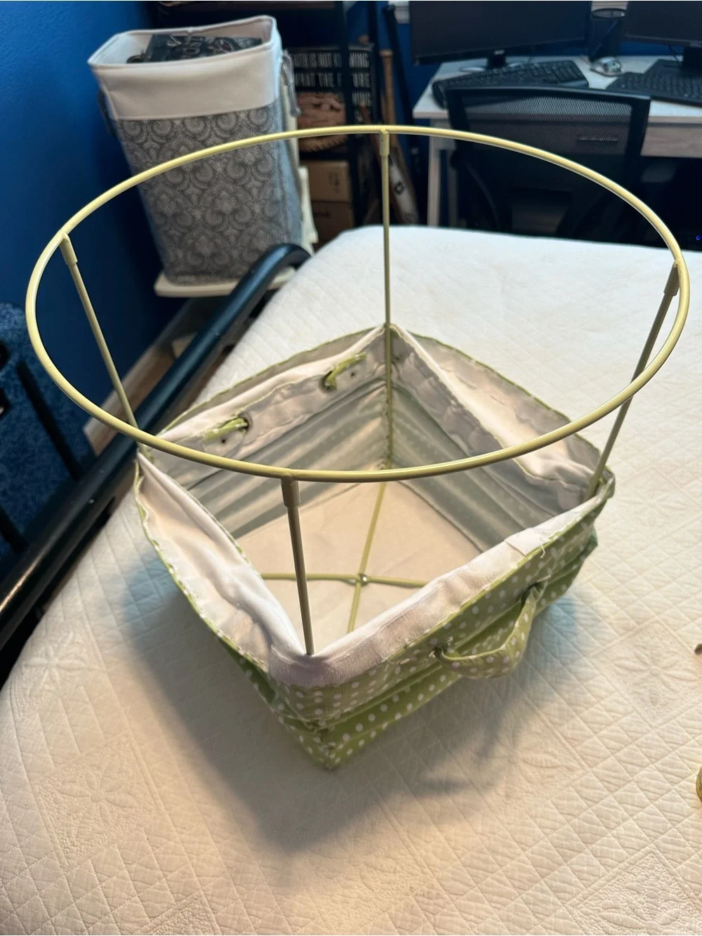 Pottery Barn Kids | Green Polka Dot Fabric Storage Bin